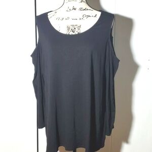 Kim & Cami- Women's Black Cold Shoulder Top Sz. 1X